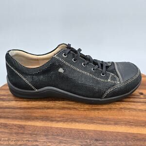 Finn Comfort Shoes Women's 8.5 39 Black Shimmer Leather Comfort Sneakers